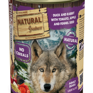 Natural Greatness Ancestral Pato y conejo con tomate, manzana y semillas de hinojo
