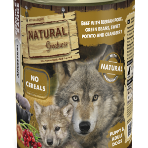 Natural Greatness Ancestral Puppy & Adult Vacuno con cerdo ibérico, judias verdes, boniato y arándanos