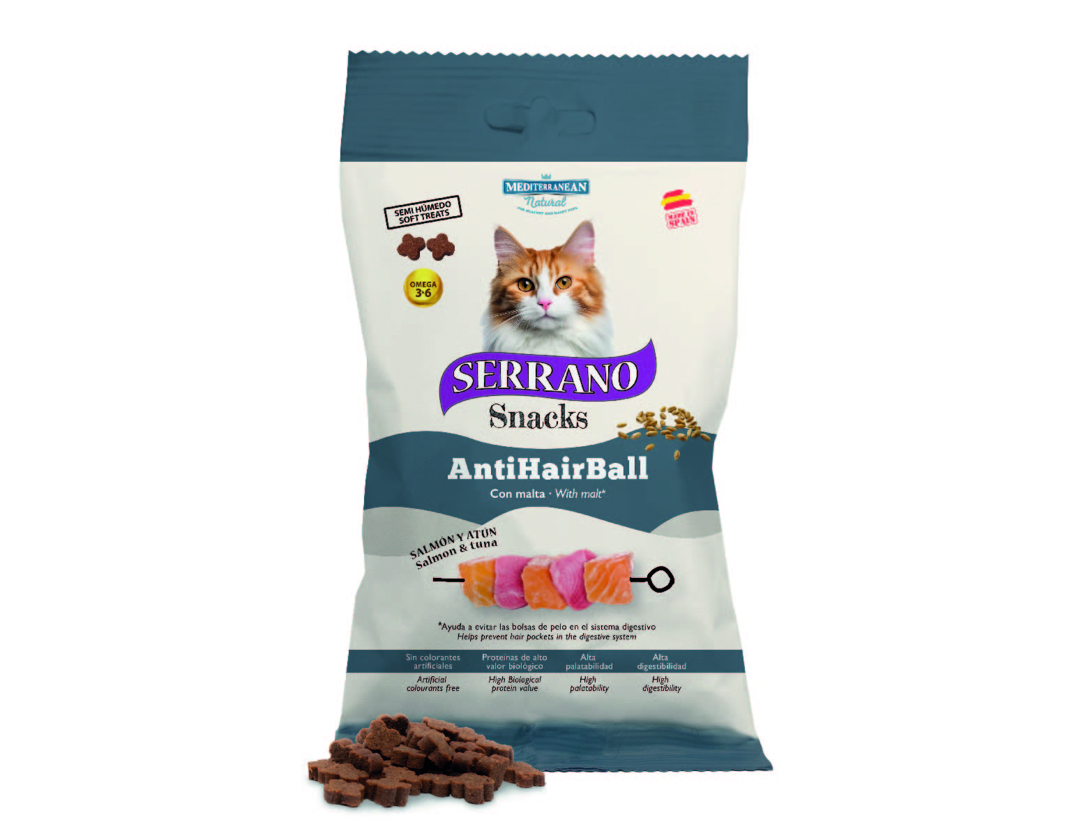 Serrano Snacks Antihairball Salmón y Atún con malta