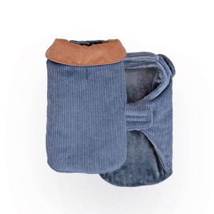 Mi&Dog Abrigo de Pana Azul con cuello en antelina